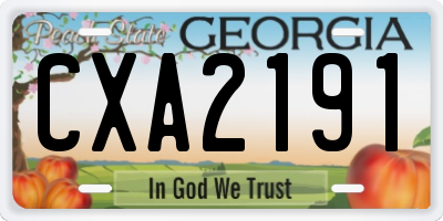 GA license plate CXA2191