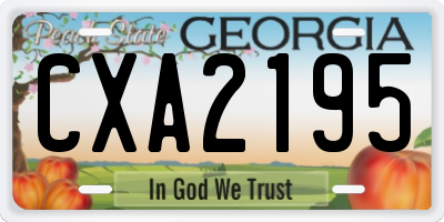 GA license plate CXA2195