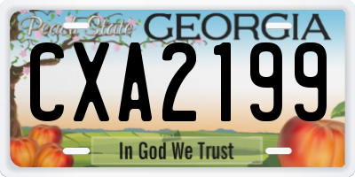 GA license plate CXA2199
