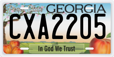 GA license plate CXA2205