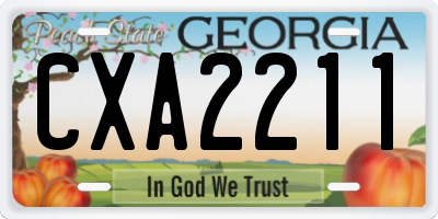 GA license plate CXA2211