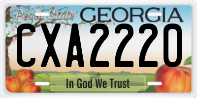 GA license plate CXA2220