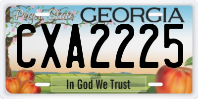 GA license plate CXA2225