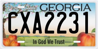 GA license plate CXA2231
