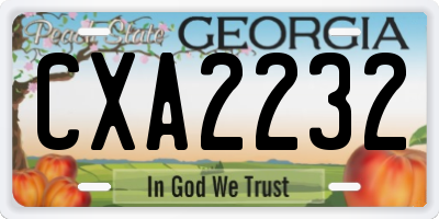 GA license plate CXA2232