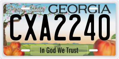 GA license plate CXA2240