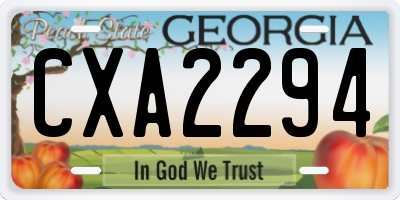 GA license plate CXA2294