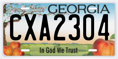 GA license plate CXA2304