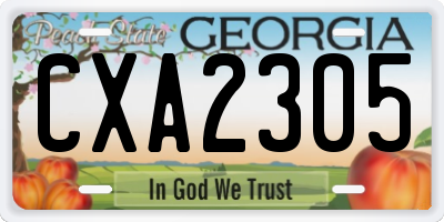 GA license plate CXA2305