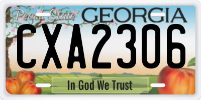 GA license plate CXA2306