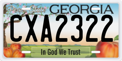 GA license plate CXA2322