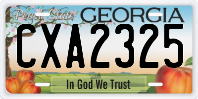 GA license plate CXA2325