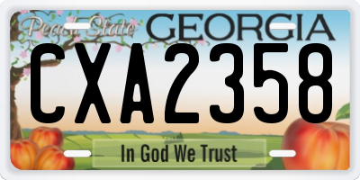 GA license plate CXA2358