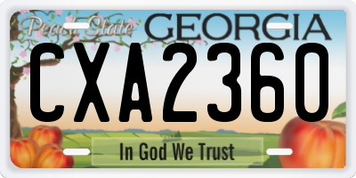 GA license plate CXA2360