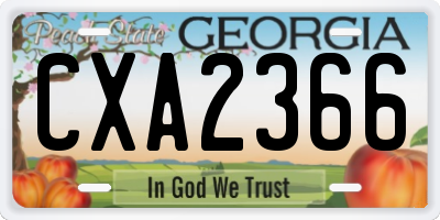 GA license plate CXA2366