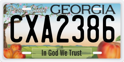 GA license plate CXA2386