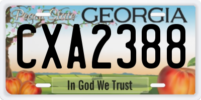 GA license plate CXA2388