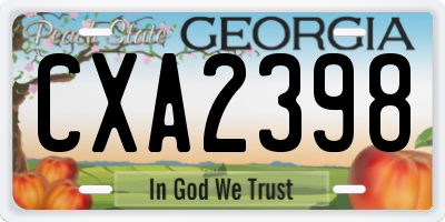 GA license plate CXA2398