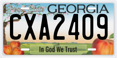 GA license plate CXA2409