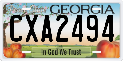 GA license plate CXA2494