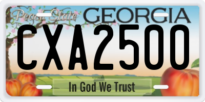 GA license plate CXA2500