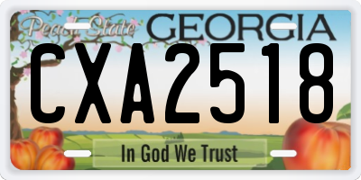 GA license plate CXA2518
