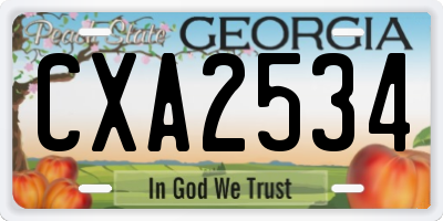 GA license plate CXA2534