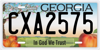 GA license plate CXA2575