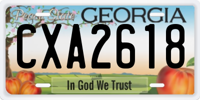 GA license plate CXA2618