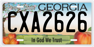 GA license plate CXA2626