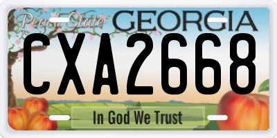 GA license plate CXA2668