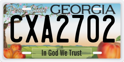 GA license plate CXA2702