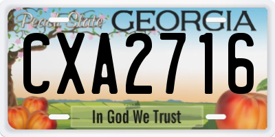 GA license plate CXA2716