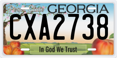 GA license plate CXA2738
