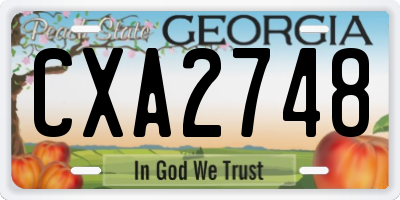 GA license plate CXA2748