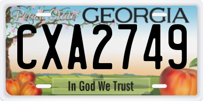 GA license plate CXA2749