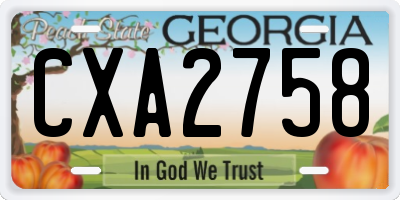 GA license plate CXA2758