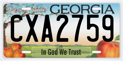 GA license plate CXA2759