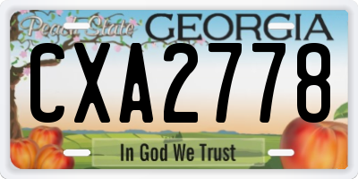 GA license plate CXA2778