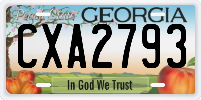 GA license plate CXA2793