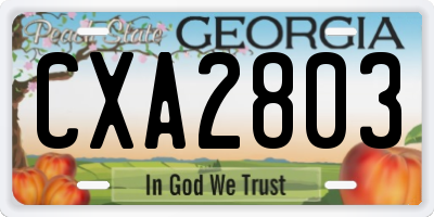 GA license plate CXA2803