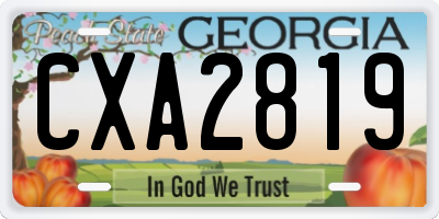 GA license plate CXA2819