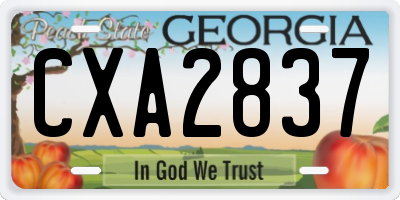 GA license plate CXA2837