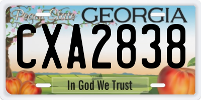 GA license plate CXA2838