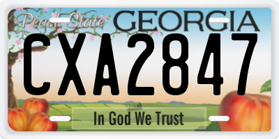 GA license plate CXA2847