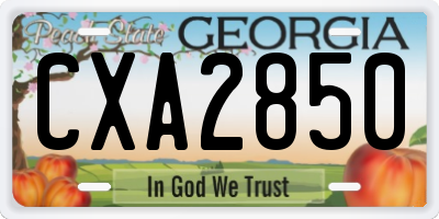 GA license plate CXA2850