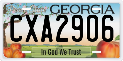 GA license plate CXA2906