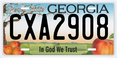 GA license plate CXA2908