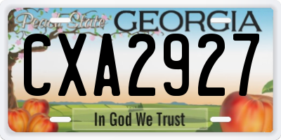 GA license plate CXA2927