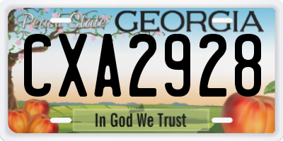 GA license plate CXA2928
